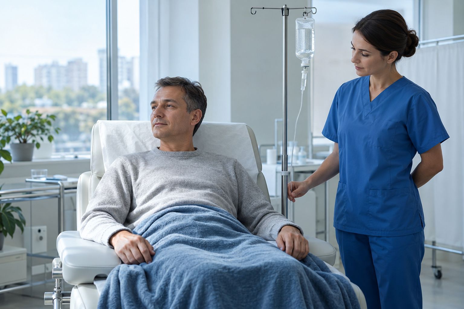 Капельница с Реамберином — медсестра рядом с пациентом