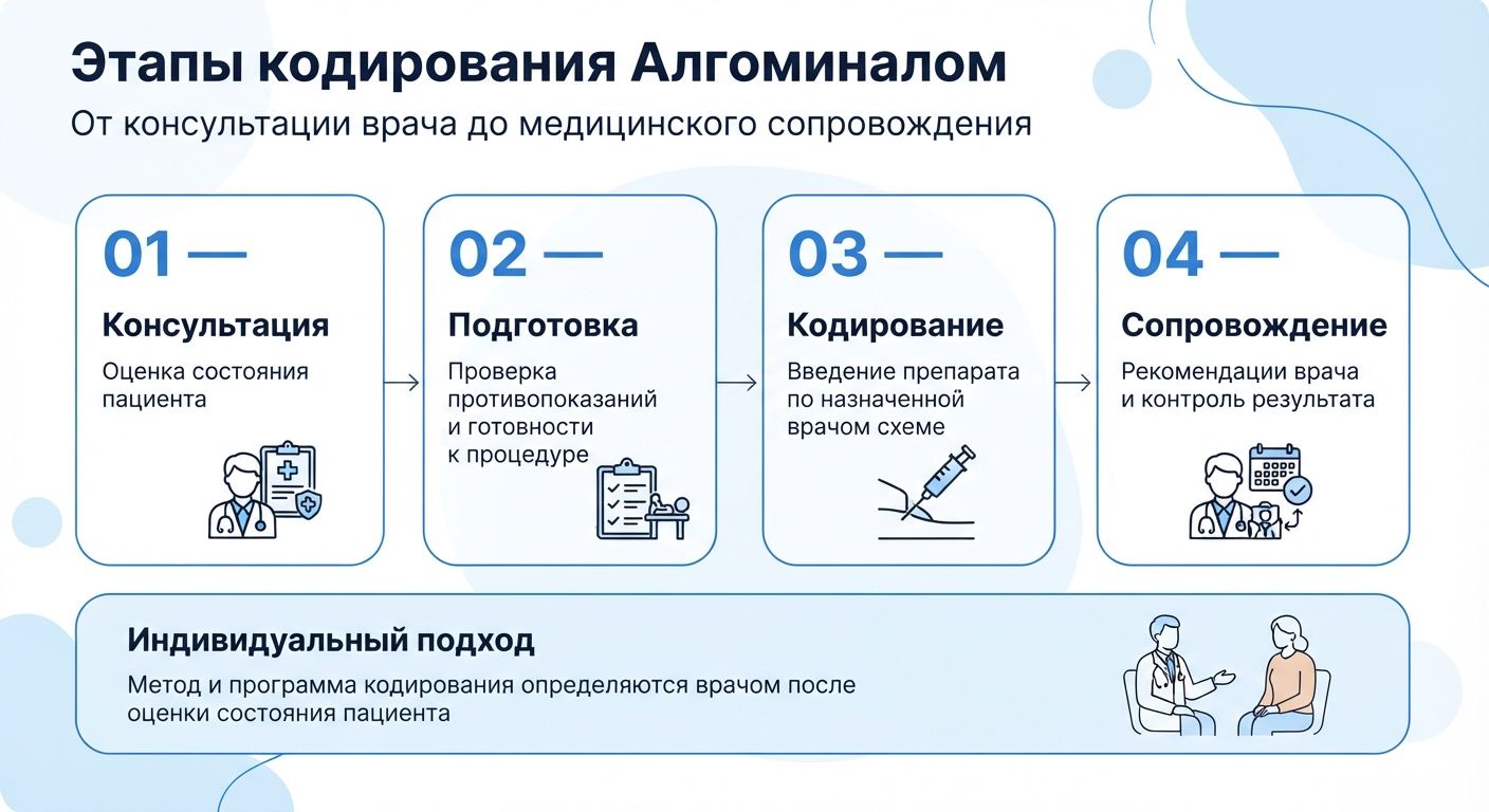 Кодирование препаратом «Алгоминал» в Доброполье инфографика